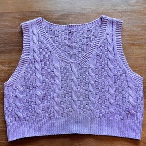 Lavender Cable Knit Cropped Vest